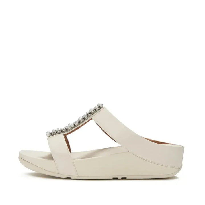 FitFlop FitFlop FINO Pearls-And-Crystal H-Bar Slides Slide Paris Beige UK 3