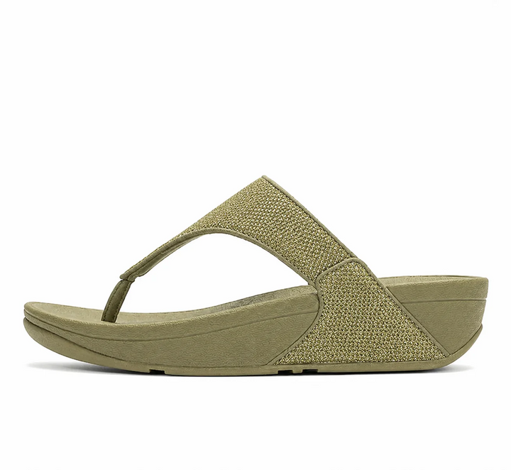 FitFlop FitFlop LULU Shimmerglitz Toe-Post Sandal Sandal Deep Olive UK 3
