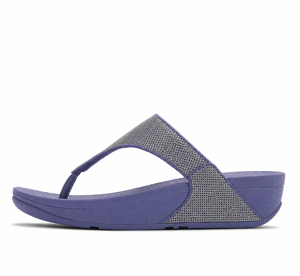 FitFlop FitFlop LULU Shimmerglitz Toe-Post Sandal Sandal Nightfall Blue UK 3