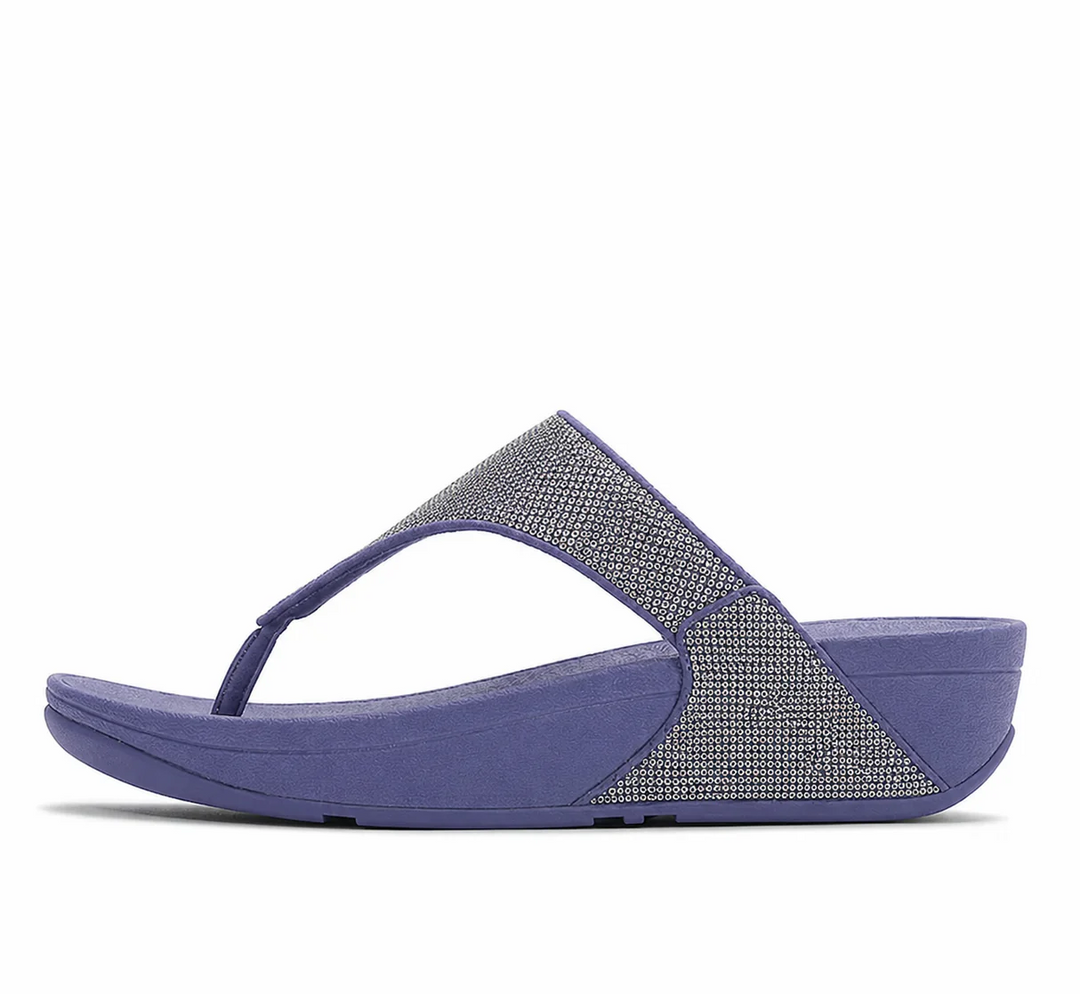 FitFlop FitFlop LULU Shimmerglitz Toe-Post Sandal Sandal Nightfall Blue UK 3