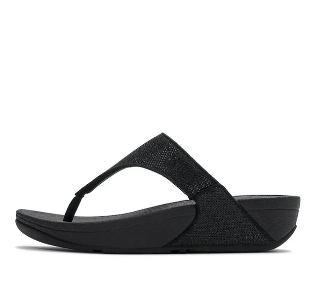 FitFlop FitFlop LULU Shimmerglitz Toe-Post Sandal Sandal Black UK 3