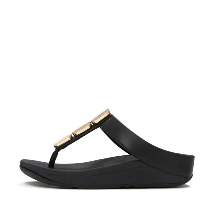FitFlop FitFlop LULU Glossy Button Toe-Post Sandals Sandal Black UK 4
