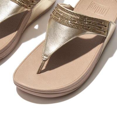 Lulu Laser Crystal Leather Sandals