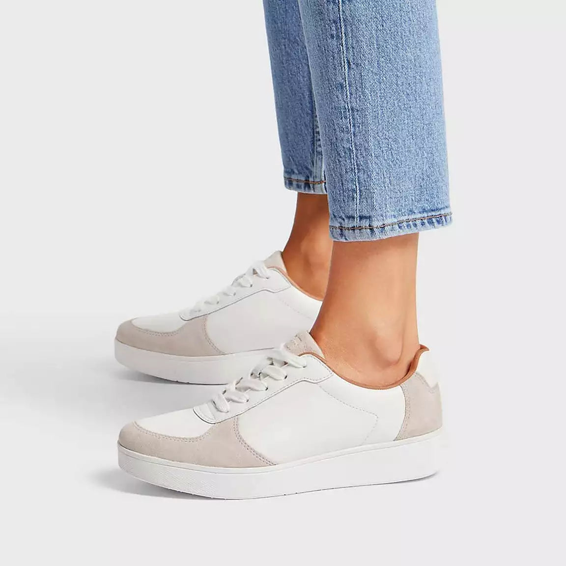 FitFlop Fitflop Rally Leather & Suede Panel Sneakers - Urban White |  very.co.uk